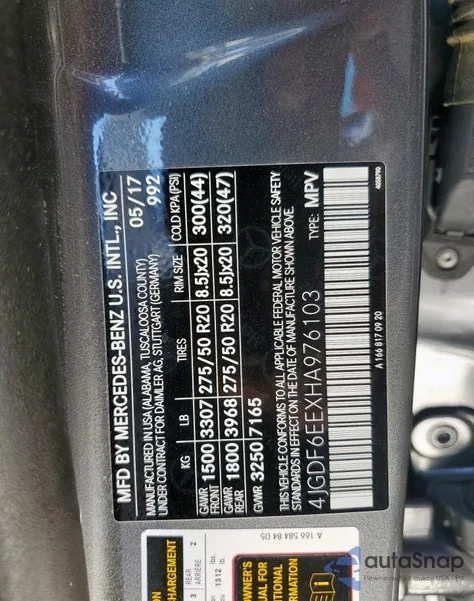 2017 Mercedes-Benz Gls 450 4Matic from USA, damaged, VIN 4JGDF6EEXHA976103